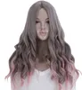 WoodFestival harajuku pink wig gradient blending grey cosplay long heat resistant wigs curly wavy wig synthetic hair high quality1079883