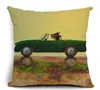 Hot Sale 45X45CM Decorative Pillow Covers Lovely Cartoon Dog Driving Cars Almofadas Cotton Linen Pillow Case Christmas Decorative Gifts