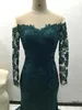 New Arrival Elegant Green Lace 2016 Mermaid Long Sleeve Prom Dresses Sexy Sheer Emerald Formal Evening Gowns Party Dresses vestido de festa