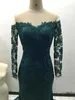 New Arrival Elegancka Zielona Koronka 2016 Mermaid Z Długim Rękawem Prom Dresses Sexy Sheer Emerald Formalne Suknie Wieczorowe Party Dresses Vestido de Festa