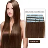 Extensões de cabelo de tramas de pele de 4 graus 100 fita de cabelo real em extensões de cabelo reais 1624 polegadas 3050g6930123