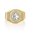 Yhamni Fashion Yellow Gold / White Gold Color Pierścień Luksusowe Złoto Wypełnione 2 Carat Sona CZ Diamond Men Zaręczyny Obrączki MJZ030