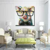 Moderna tela dipinta a mano maiale con occhiali pittura a olio arte della parete decorativa per la casa moderna soggiorno immagini a parete 1 pezzo senza cornice