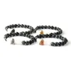 New Mens Jóias 8 milímetros Atacado Natural Floco Stone Beads Com Micro Pave Preto Cz Capacete espartano Pulseiras