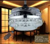 WholeInvisible Crystal Light Ceiling Fans with Modern LED Circle Chandelier Dimming Lamp Indoor Remote Control3689091