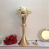 65 cm (h) flor de ouro suporte de mesa de casamento vaso de mesa de casamento adereços 8 pçs / lote