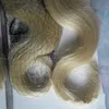 Tape i mänskliga hårförlängningar 200g 80pcs blond brasiliansk hår kroppsvåg hud väftband hårförlängningar
