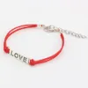 100Pcs Alloy "love" Charm Wax lines Adjustable Bracelet For Men & Women Jewelry Gift