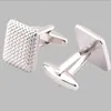 Mankiety Linki Srebrny Tone Square Shaped Cufflinks Stop Cufflink Do Koszula Wedding Cufflinks Ojca Dnia Prezenty dla Męskie Biżuteria Mankiety