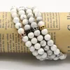 Commercio all'ingrosso 10 pz/lotto gioielli di alta qualità 6mm bianco howlite perline di marmo con micro intarsio zirconi neri distanziatore cz ruota bracciali