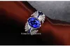Victoria Wieck Märke Handgjorda Mens Turkos Smycken 4ct Sapphire CZ Diamond 925 Sterling Silver Bröllop Band Ring Present med låda