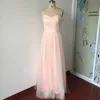 Rumieniec Różowy Druhna Dress Długość Piętra Długość Długa Maid of Honor Dresses Ślubna Guest Party Dress Semi Formalna Sukienka Cabrio Dress Real Image