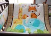 Baby bedding set Embroidery Forest animal elephant giraffe tiger bird flowers Cover Crib bedding set Quilt Bumper Skirt Fitted Cot bedding