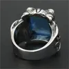 3 pièces/lot nouveau Design énorme bague en pierre du rhin bleu en acier inoxydable 316L bijoux de mode fleur couleur bleue bague en pierre claire Cool