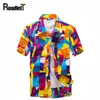 Toptan-Yeni 2016 erkek Giyim Yaz Kısa Kollu Gömlek Erkekler Hawaiian Gömlek Rahat Çiçek Gömlek Camisas Masculina, Artı Boyutu 4XL