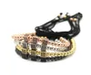 2016 nueva joyería de moda para hombres y mujeres, cuentas redondas de 4mm tres Micro Pave CZ encanto trenzado cuadrado pulsera de macramé brazaletes