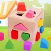 Kid Wooden Block Toys Classic Multi Shape Cube Color Learn Gift juguetes brinquedos Multifunction box