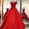 Underbar röd beading boll klänning bröllopsklänningar 2017 av axel bodice spets upp brudklänningar skräddarsydda bröllopsklänningar med stor båge