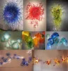 Stijl hand geblazen lampen opknoping plaat kunst decoratieve blauwe kleur moderne murano bloem glazen platen muur ar