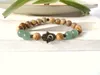 SN0306 Hamsa Bilezik Yeşil Aventurine Resim Jasper Bilezik Hamsa El Bilezik Doğal Taş Yoga Bilezik246J