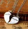 Heart Pendant Jewellery 2 Pieces Mother Together with Daughter Zinc Alloy Chain Length 50cm Pendant Necklace Silver