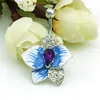 Brand New Belly Button Rings 316L Stainless Steel Barbells Blue Enamel Flower Navel Body Piercing Jewelry276J