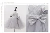 Elegant Girl Wedding Dress Silver Sequins Princess Flower Girls Birthday Dresses Bow Tutu Baptism Party Gown vestido batizado480274383108