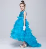 Cheap Purple Blue Red Ball Gown Flower Girl Dresses Organza Ruffle Sequin Girls Pageant Dresses For Teens Christmas Communion Kids Dresses 5