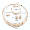 Trendig afrikansk design rhinestone mode halsband armband ring örhänge hög kvalitet 18k guldpläterade bröllop smycken set