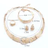 Trendy Afrikaanse ontwerp Rhinestone Mode Ketting Armband Ring Oorbel Hoge Kwaliteit 18K Vergulde Bruiloft Sieraden Set