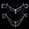 Vintage Bruiloft Bruids Schouder Ketting Ketting Lichaam Ketting Zilver Kristal Strass Bloem Kwastje Wrap Sieraden Vrouwen Prom Hanger 1944