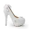 Sapatos especiais de casamento de casamento White Pearl High Heel Transform Shoes Flor de renda e adorável plataforma de urso bombas de festa de baile de festas7473763