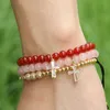 Vente en gros 10 pièces/lot Bracelets d'été 6mm Grade Agate rouge naturelle avec des Bracelets de perles en croix transparentes Cz