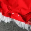 Girl's dresses kids clothing spring autumn red Christmas socks lace dress for baby girls with headband