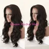 Resistente ao calor Preto Feminino Cor Natural Body Wave Perucas Sintéticas Kanekalon Perucas Sintéticas Lace Front Perucas Afro-Americanas