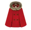 frete grátis Pele com capuz casaco de lã Brasão Jacket no revestimento vermelho Camel Navy Cor Abotoamento inverno por Mulheres