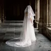 Thick Horsehair Ribbon Veil With Blusher 29''/74 cm Circle Drop Bridal Veils Cathedral Length 108''/274 cm