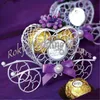 SPEDIZIONE GRATUITA 50PCS Iron Heart Carriage Candy Boxes con fiori di colore diverso Bomboniere Decorazioni per addio al nubilato