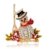 Diamond Crystal Crystal Christmas Brooch Pins Garland Garland Santa Claus Snowman Reindeer Bell Botek Brooch Corsage New Year Mash