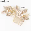 Sorbern Luxo Vintage Acessórios Para o Cabelo de Noiva Headpiece Liga Flor Festa de Casamento Do Cabelo Jóias Pompom Cabelo Nupcial Combs Pérola Tiara de Cabelo