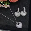 Bride Wedding Jewelry Set Top Quality Rose White Gold Plated Sparky CZ serca Kolczyki Naszyjnik Dla Dziewczyn Kobiet Dla Party Wedding