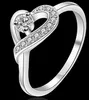 Anillos de corazón de plata de ley 925 para mujer, anillos de amor de cristal, regalo hermoso para fiesta de boda