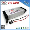 卸売小売24V 22ah荷物リアラックバッテリーラック付き3.7V 2.0A 18650 Cell 30A BMSアルミニウムケース+充電会送料無料