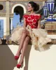 2016 New Cheap Cocktail Dresses Off Shoulder Red Lace 3D Floral Appliques Short Mini Organza Tiered Evening Wear Prom Party Homecoming Gowns