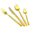 JK HOME 4pcs/set 24K Gold Cutlery 4Pcs Stainless Steel Flatware Tableware Dinner Spoon Polishing Plated Dinnerware Flatware Set For 1/6