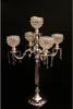 75 cm height 5-arms metal Chrome / Gold candelabras with crystal pendants wedding candle holder Event centerpiece LLFA11