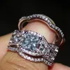 Victoria Wieck Luxury Smycken10kt Vitguld Fylld Topaz Princess Cut Simulated Diamond 3in 1Wedding Engagement Ringar för Kvinnor Storlek 5-11