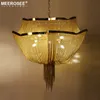 Lampadario dal design creativo Luce italiana Nappa Catena in alluminio Lampada a sospensione Lustri Lampada a sospensione Illuminazione per soggiorno Foyer MD86212