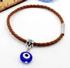 100 sztuk Moda Unisex Braid Evil Eye Cord Skórzane klamry magnetyczne Bransoletki na rękę 19 cm