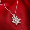 Collana con ciondolo a forma di fiocco di neve da donna di alta qualità Collana con placca in argento sterling con pietre preziose bianche STSN771, collana in argento 925 di nuova moda